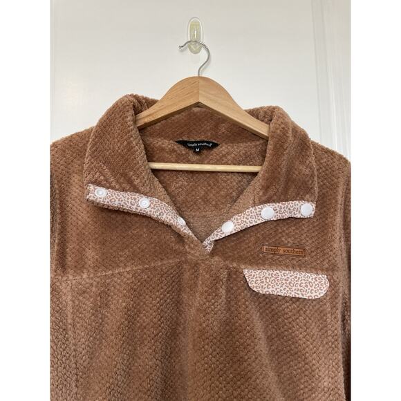 Simply Southern Soft Cozy Casual Leopard Trim Pullover Sweatshirt Size Medium - Picture 4 of 14